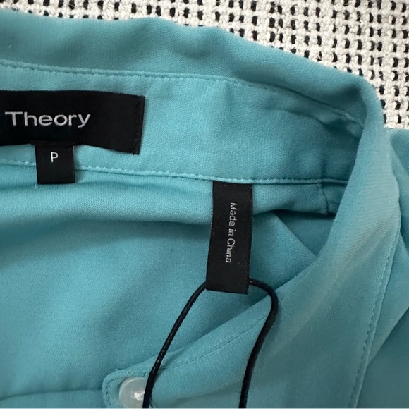 NWT Silk Theory button up blouse seafoam green size P - Picture 5 of 7